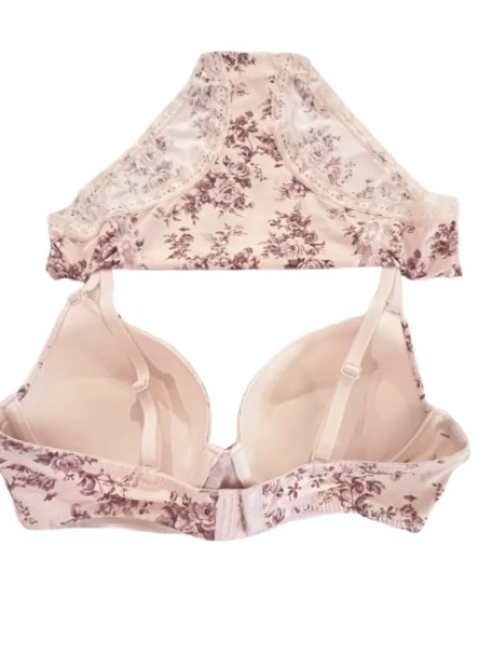 🆕-Laura Ashley- FLORAL PULL THROUGH RIBBON BRA & BIKINI SET. Size: Medium/36B
